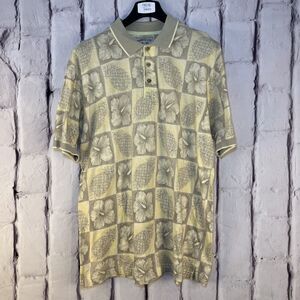 Used Bamboo Cay Fine Resort Wear Men's Polo Shirt Hawaiian Size Large Yellow